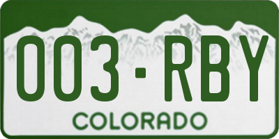 CO license plate 003RBY