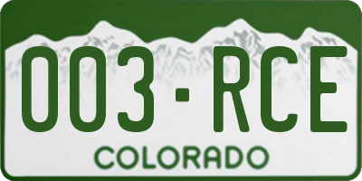 CO license plate 003RCE