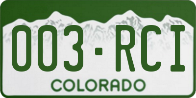 CO license plate 003RCI