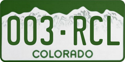 CO license plate 003RCL