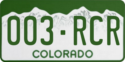 CO license plate 003RCR