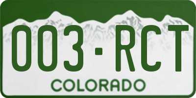 CO license plate 003RCT