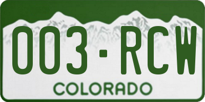CO license plate 003RCW
