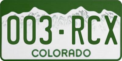 CO license plate 003RCX