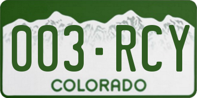 CO license plate 003RCY