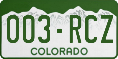 CO license plate 003RCZ