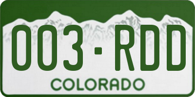 CO license plate 003RDD