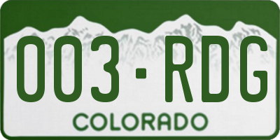 CO license plate 003RDG