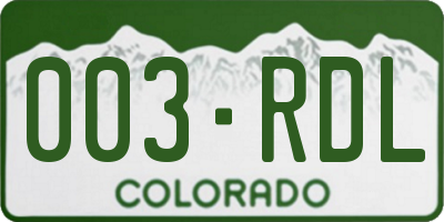 CO license plate 003RDL