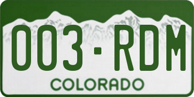 CO license plate 003RDM