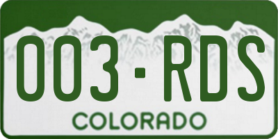 CO license plate 003RDS