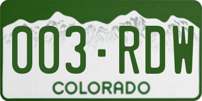 CO license plate 003RDW