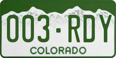 CO license plate 003RDY