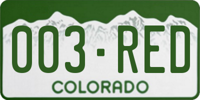 CO license plate 003RED