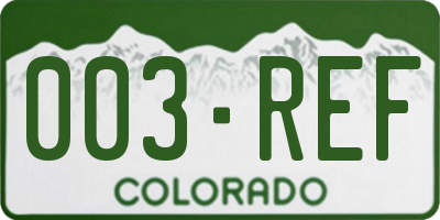 CO license plate 003REF