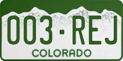 CO license plate 003REJ