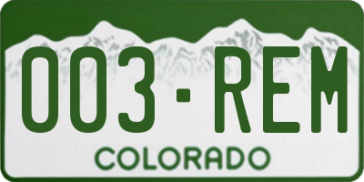 CO license plate 003REM