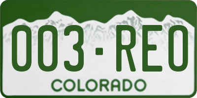 CO license plate 003REO