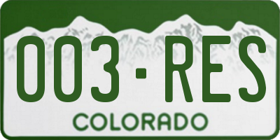 CO license plate 003RES