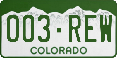 CO license plate 003REW