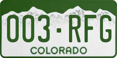 CO license plate 003RFG