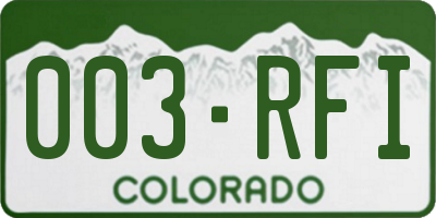 CO license plate 003RFI