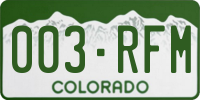 CO license plate 003RFM