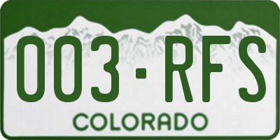 CO license plate 003RFS
