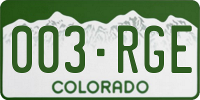 CO license plate 003RGE