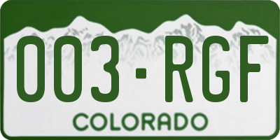 CO license plate 003RGF