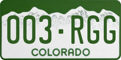 CO license plate 003RGG