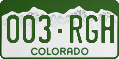 CO license plate 003RGH