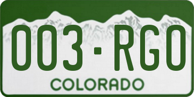 CO license plate 003RGO