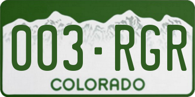 CO license plate 003RGR