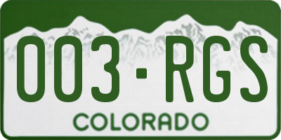 CO license plate 003RGS