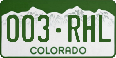CO license plate 003RHL