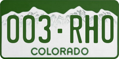 CO license plate 003RHO