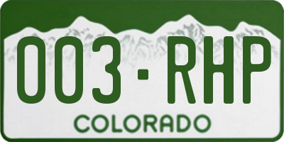 CO license plate 003RHP