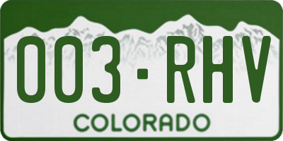 CO license plate 003RHV