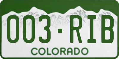CO license plate 003RIB