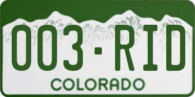 CO license plate 003RID