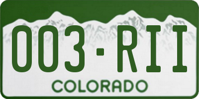 CO license plate 003RII