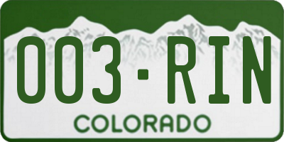 CO license plate 003RIN