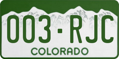 CO license plate 003RJC