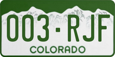 CO license plate 003RJF