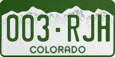CO license plate 003RJH