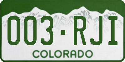 CO license plate 003RJI