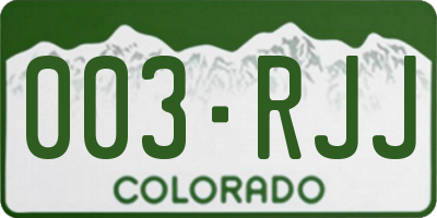 CO license plate 003RJJ