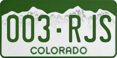 CO license plate 003RJS