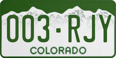 CO license plate 003RJY